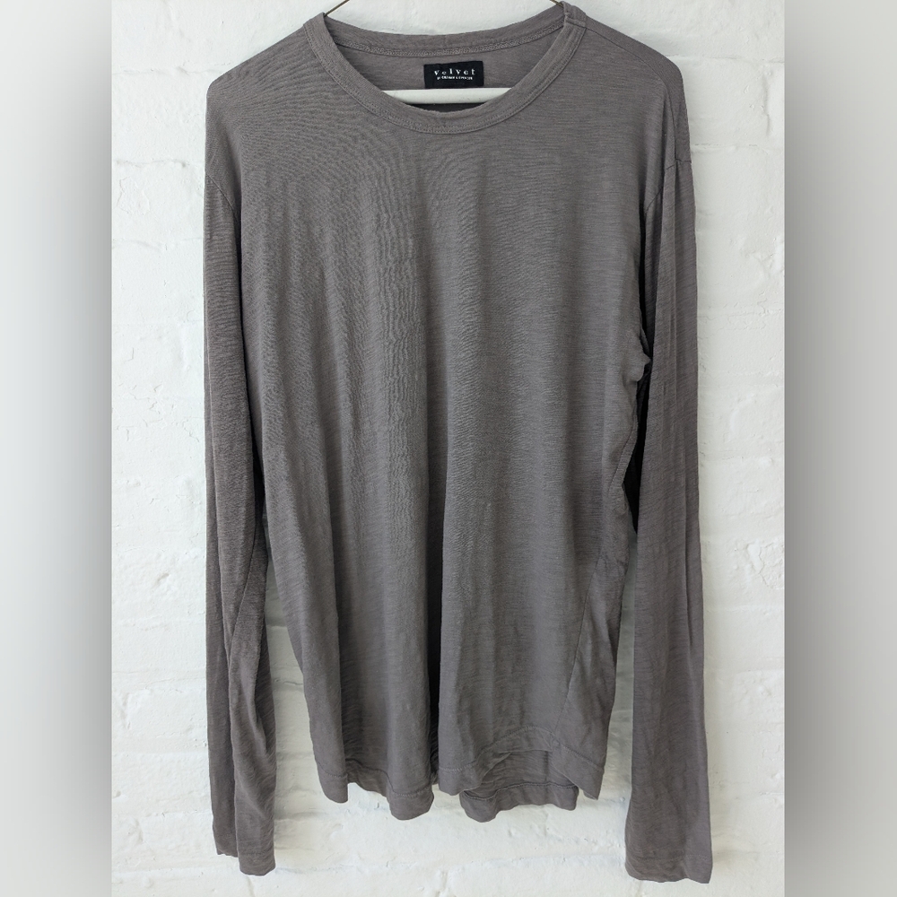 Velvet  By Graham & Spencer Men's Gray Slub Long Sleeve Shirt